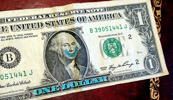 dollar bill smile
