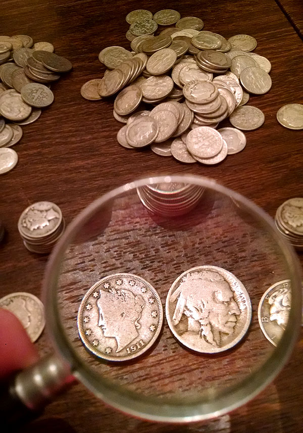 magnified nickels old