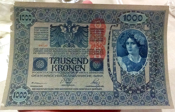 1000 kronen note hungary