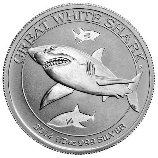silver shark coin obverse