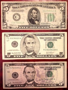 history 5 dollar bill front