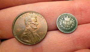 1 1/2 pence compared to penny