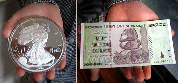 1 pound silver and zimbabwe note