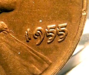 1955 doubled die lincoln close up