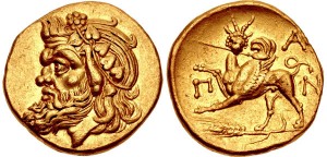 bosporus 340bc gold greek coin