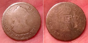 1777 1 reale mexican colonial coin