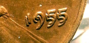 1955 doubled die close up