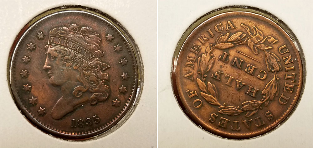 1835 half cent classic head