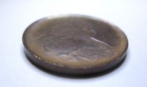 mis stamped canada penny angle