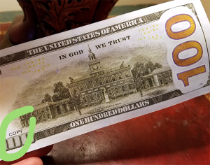 fake $100 bill back