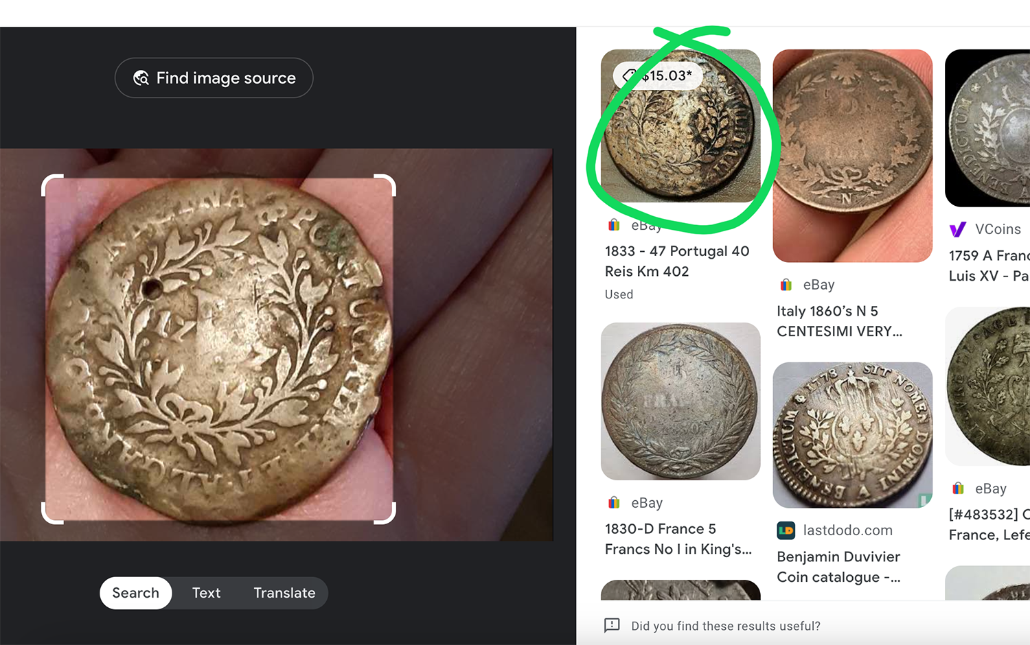 mystery coin solved google lens