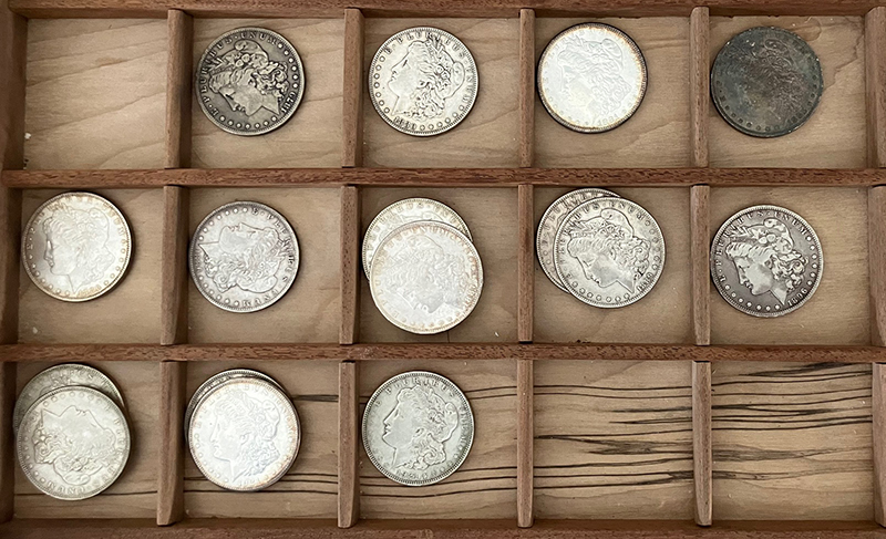 coin board morgan dollars sorting