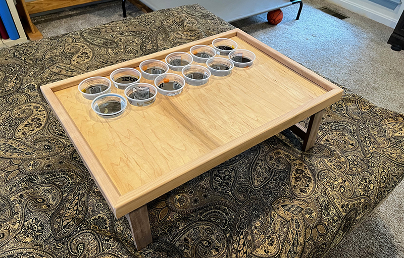 coin board table different angle